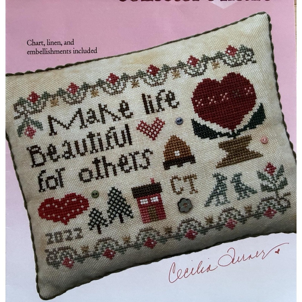 Heart in Hand 2022 Collector's Heart Cross Stitch Chart ONLY Make Life Beautiful
